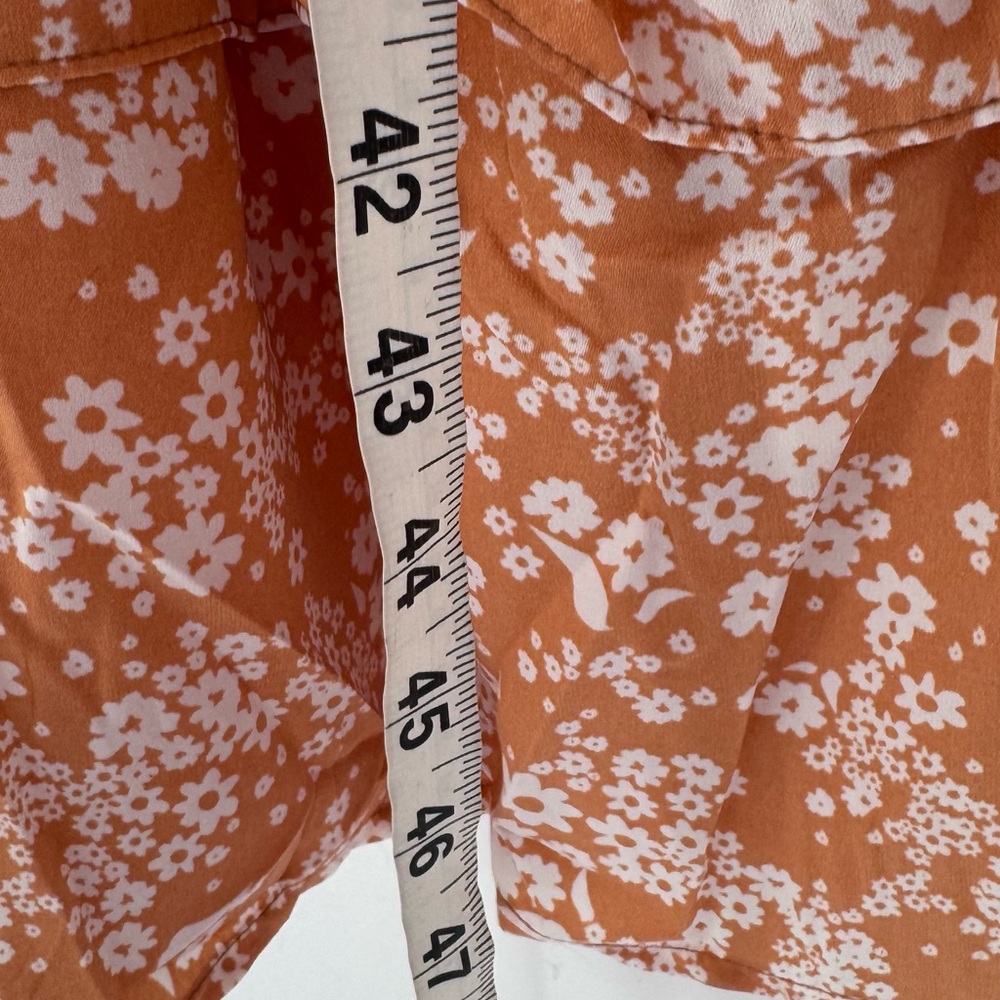 Floral Long Sleeve Dress orange peach and cream Midi bohemian NWT cottagecore L - Picture 13 of 13